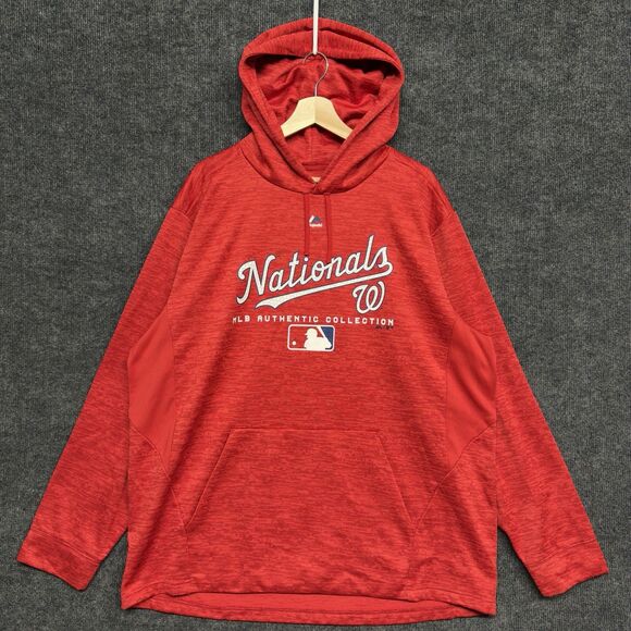 Majestic Other - Majestic Washington Nationals MLB Hoodie Mens XL Red Streak Performance Baseball